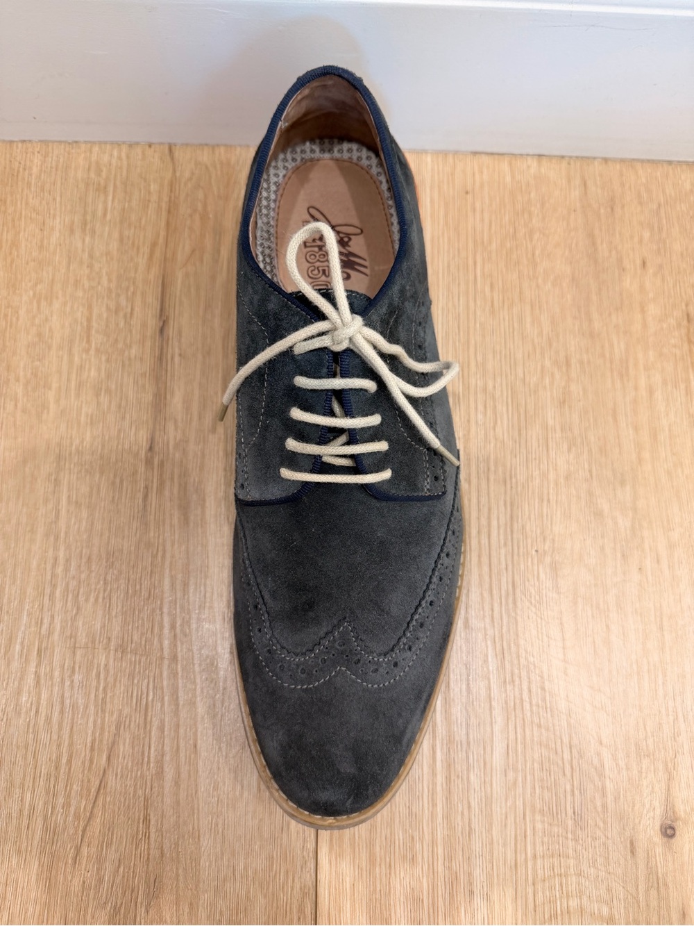 Johnston & Murphy Gray Suede Wingtip Sneakers with Tan Accents